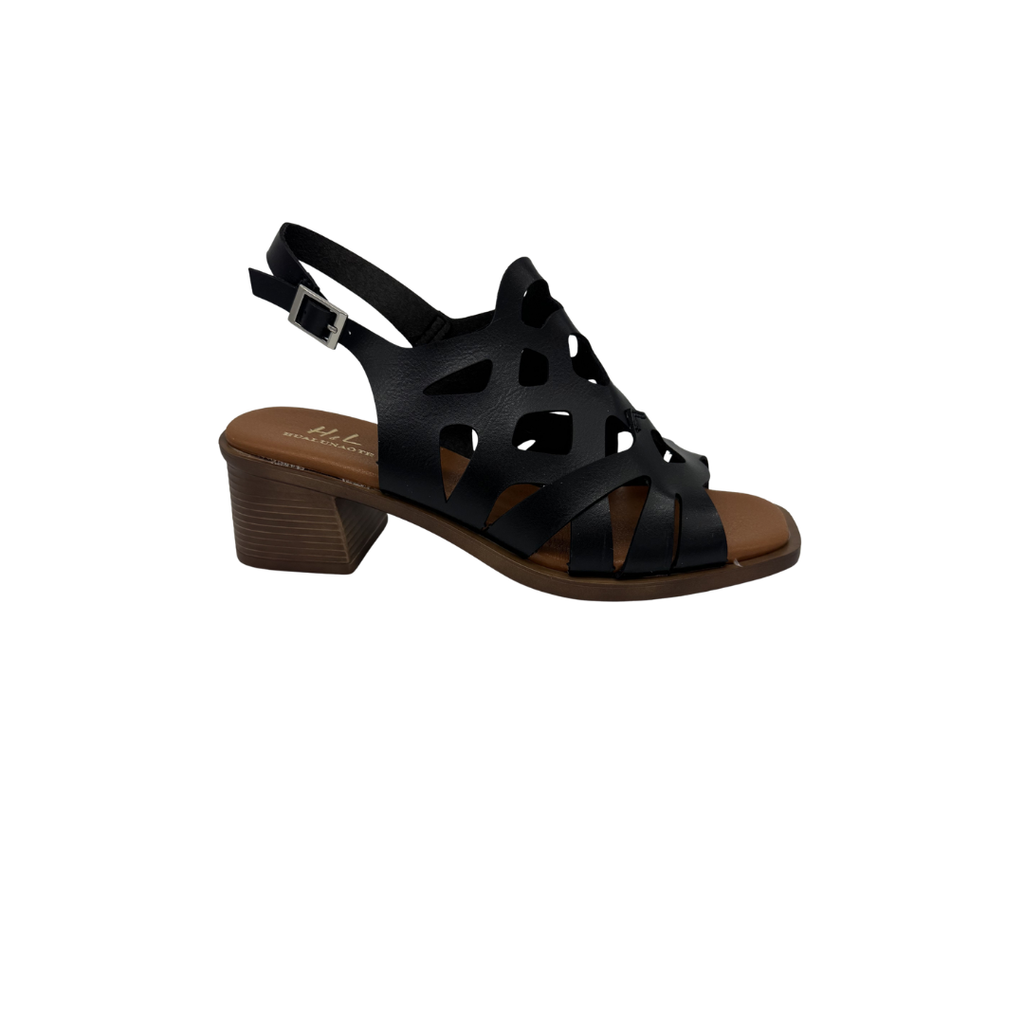 Sandalias de Tacón Medio Caladas H&L